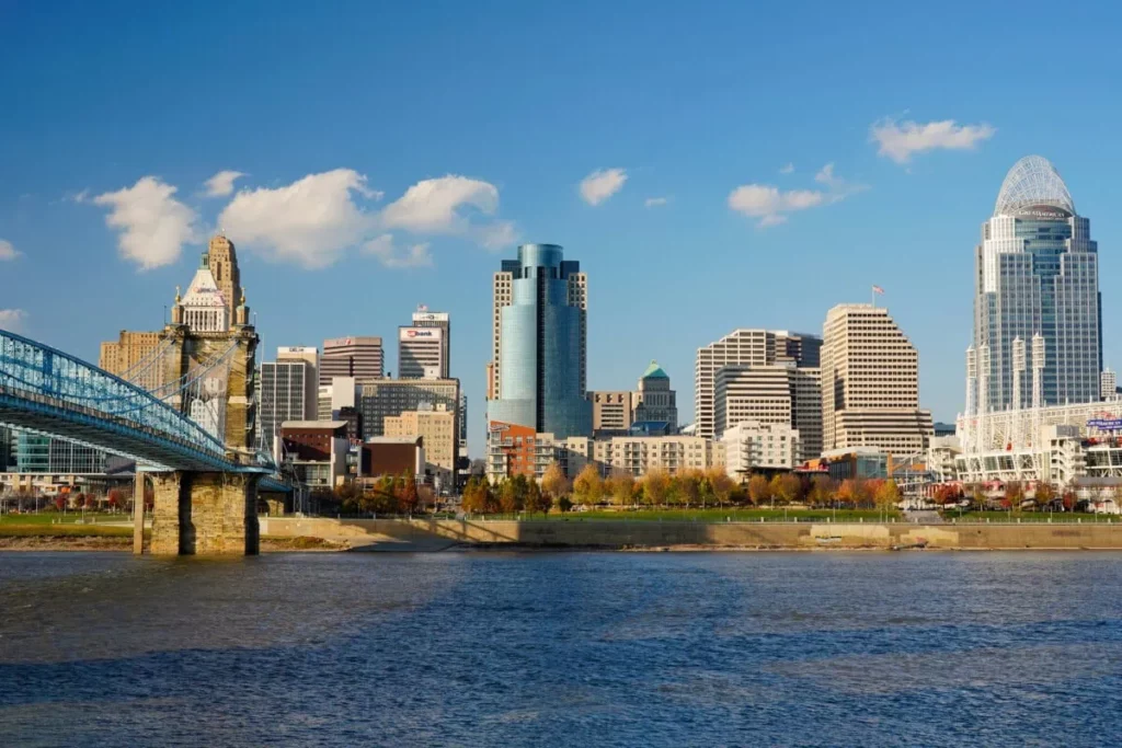 Aerial view of downtown Cincinnati Ohio