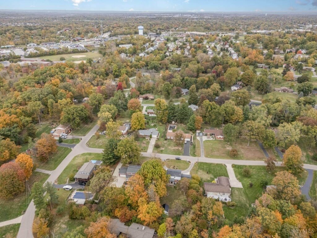 City of West Chester Ohio Suburb Ariel view of Neighborhood street