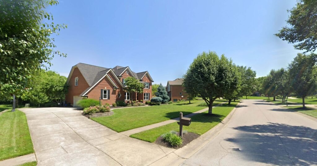 House and street in the City of West Chester Ohio Suburb